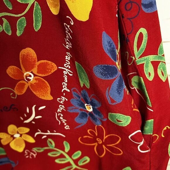 VTG Jacque &‎ Koko Romper Womens 14/16 Pockets Floral Red Multicolor *See Note - Picture 6 of 16